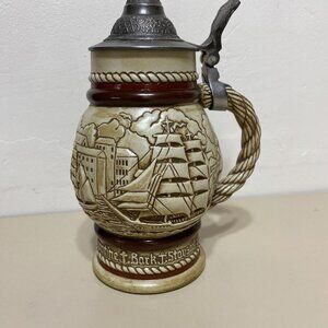 Avon Tall Ships Barkentine Bark Staysail Schooner Lidded Stein Made‎ in Brazil